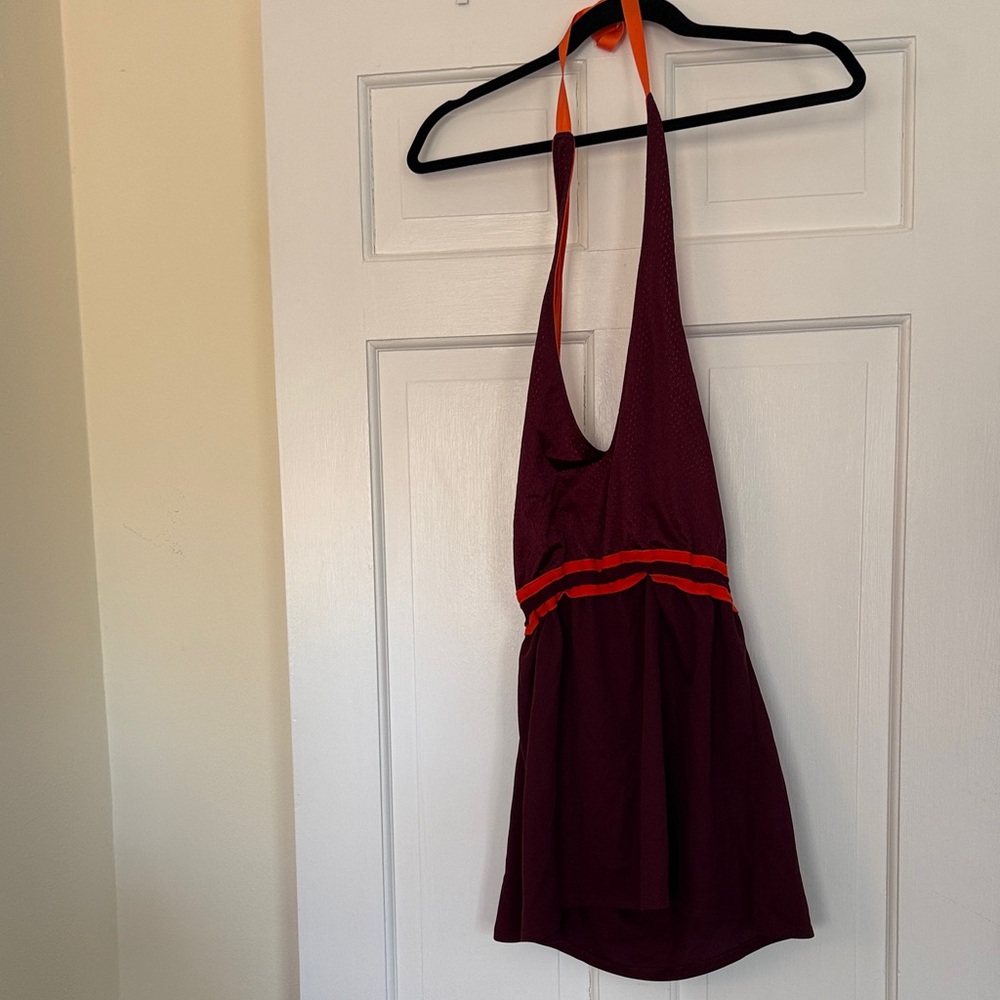 Girly Game Gear maroon Halter top with Orange Stripe - Virginia Tech